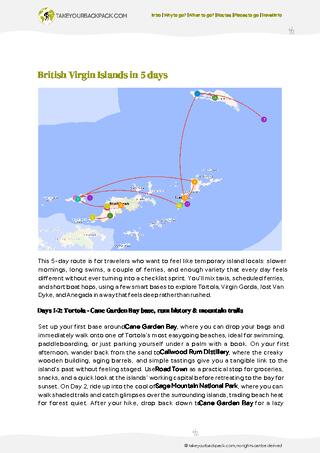 example page 2 from our offline Travel Guide for British Virgin Islands